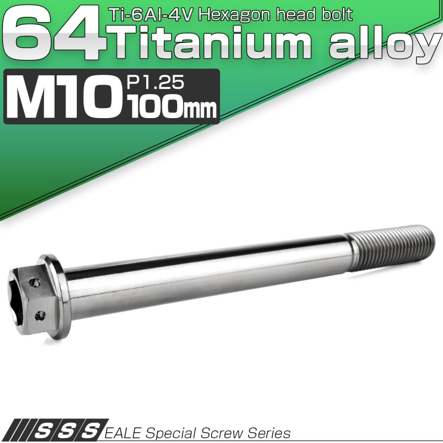 チタンボルト M10×100mm P1.25 六角ボルト 六角穴付き ホールヘッド フランジボルト シルバー JA1840 | ブランド登録なし | 01