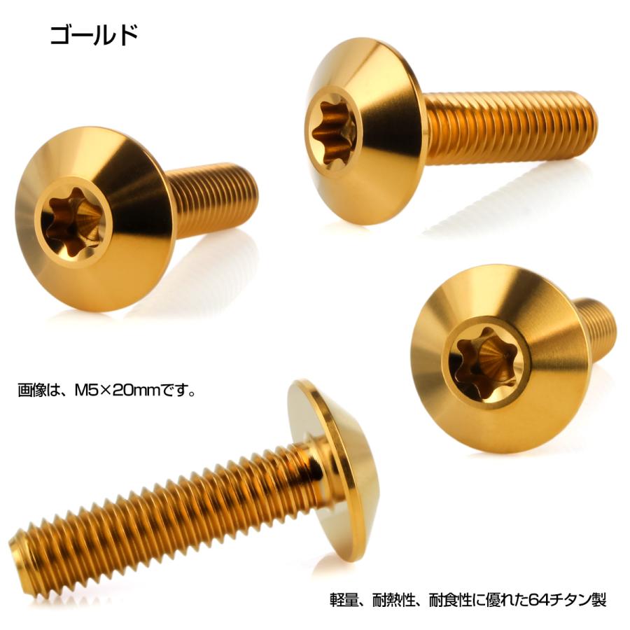 チタンボルト M5 20mm P0.8 ボタンボルト トルクス穴付き デザインボルト ゴールド JA1864 | ブランド登録なし | 02