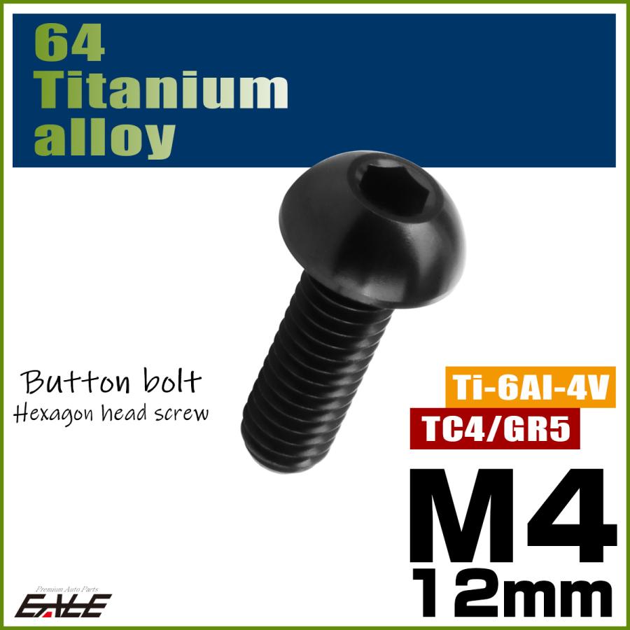 チタンボルト M4×12mm P0.7 ボタンボルト 六角穴 ブラック JA1906 | ブランド登録なし | 01