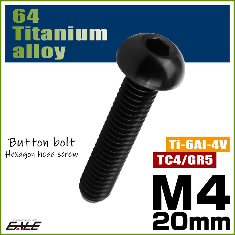チタンボルト M4×20mm P0.7 ボタンボルト 六角穴 ブラック JA1908 | ブランド登録なし | 01