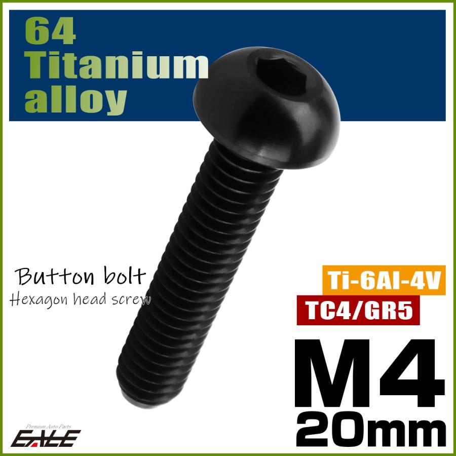 チタンボルト M4×20mm P0.7 ボタンボルト 六角穴 ブラック JA1908 | ブランド登録なし | 01