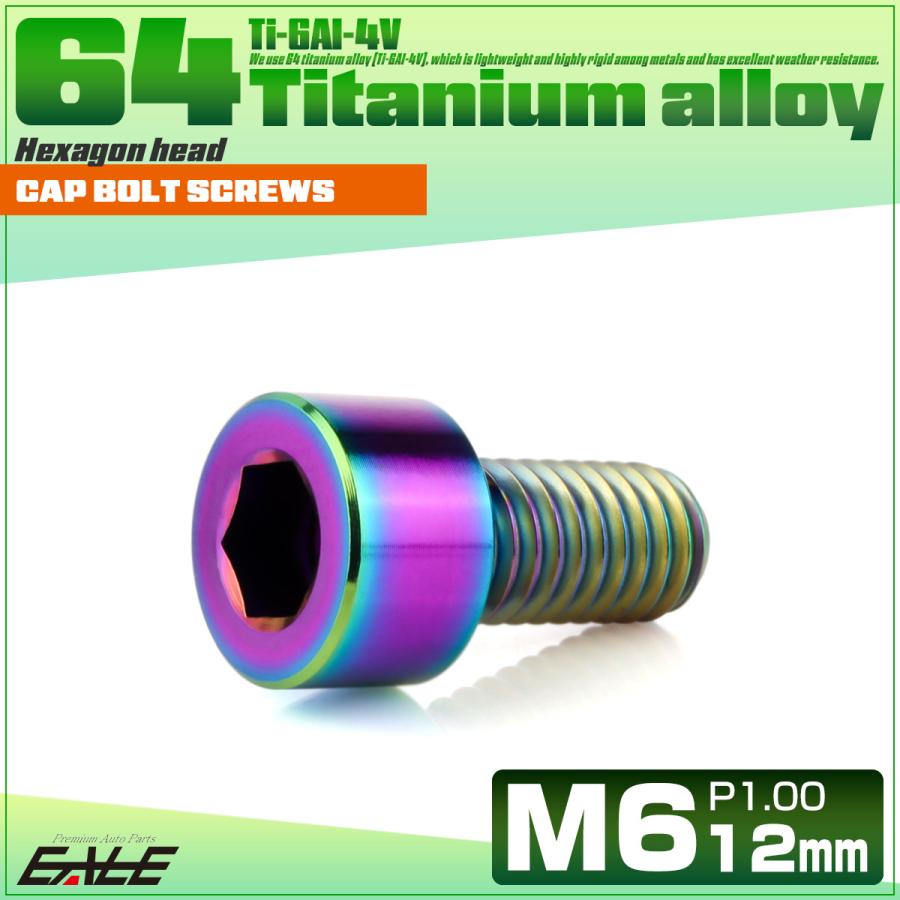 チタンボルト M6×12mm P1.0 キャップボルト キャップスクリュー 六角穴付き ボルト レインボー JA1918 | ブランド登録なし | 01
