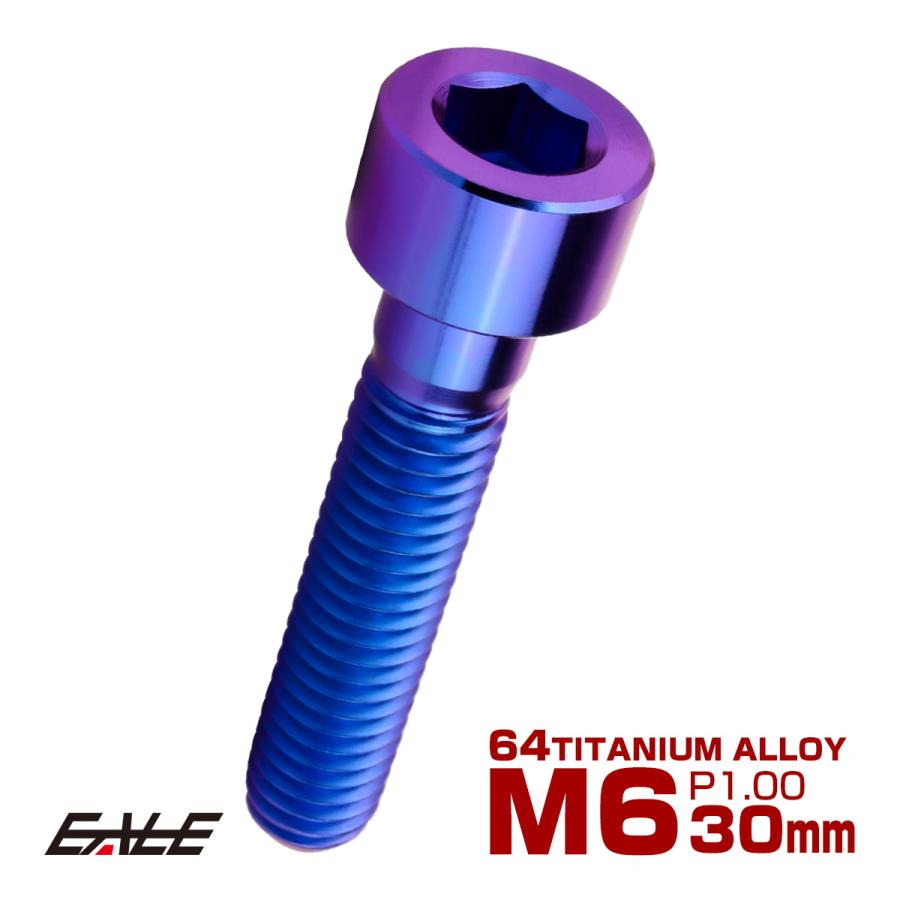 チタンボルト M6×30mm P1.0 キャップボルト キャップスクリュー 六角穴付き ボルト パープルブルー JA1946 | ブランド登録なし