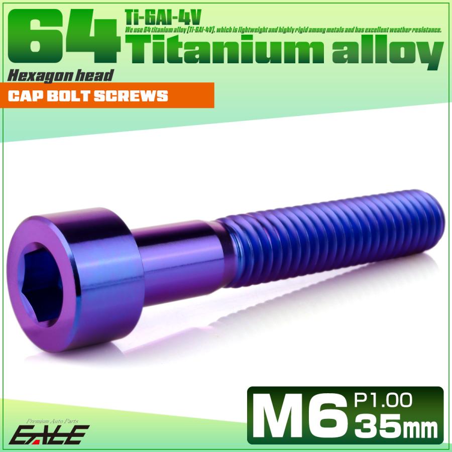 チタンボルト M6×35mm P1.0 キャップボルト キャップスクリュー 六角穴付き ボルト パープルブルー JA1952 | ブランド登録なし | 01