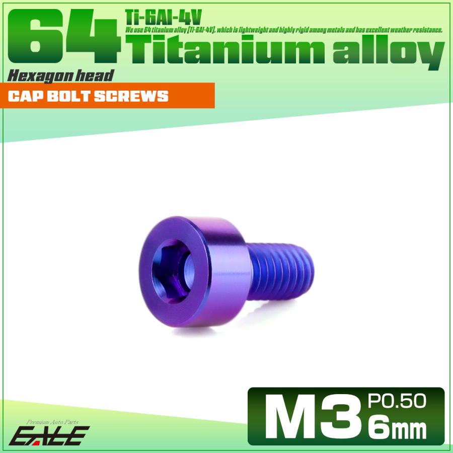 チタンボルト M3×6mm P0.5 キャップボルト キャップスクリュー 六角穴付き ボルト パープルブルー JA2261 | ブランド登録なし | 01
