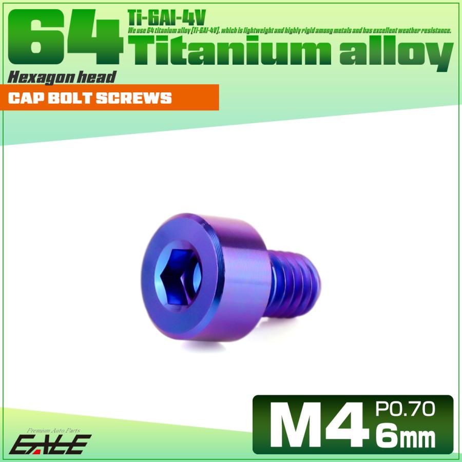 チタンボルト M4×6mm P0.7 キャップボルト キャップスクリュー 六角穴付き ボルト パープルブルー JA2276 | ブランド登録なし | 01