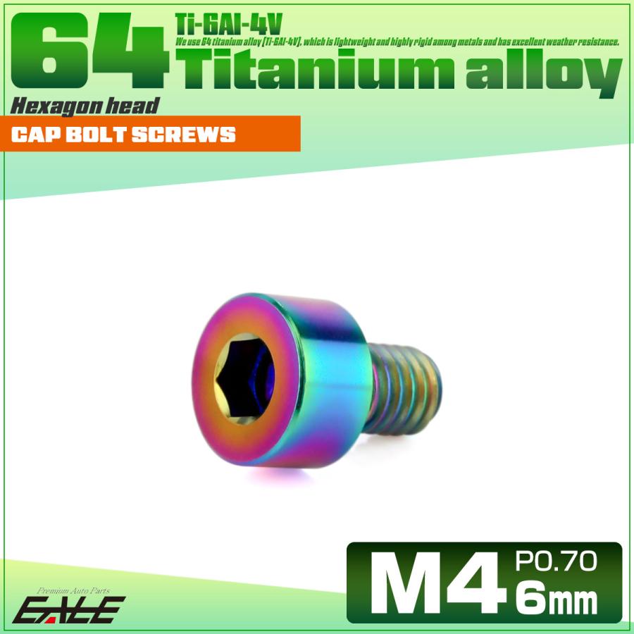 チタンボルト M4×6mm P0.7 キャップボルト キャップスクリュー 六角穴付き ボルト レインボー JA2278 | ブランド登録なし | 01