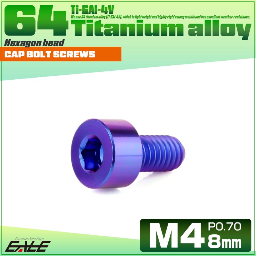 チタンボルト M4×8mm P0.7 キャップボルト キャップスクリュー 六角穴付き ボルト パープルブルー JA2282 | ブランド登録なし | 01