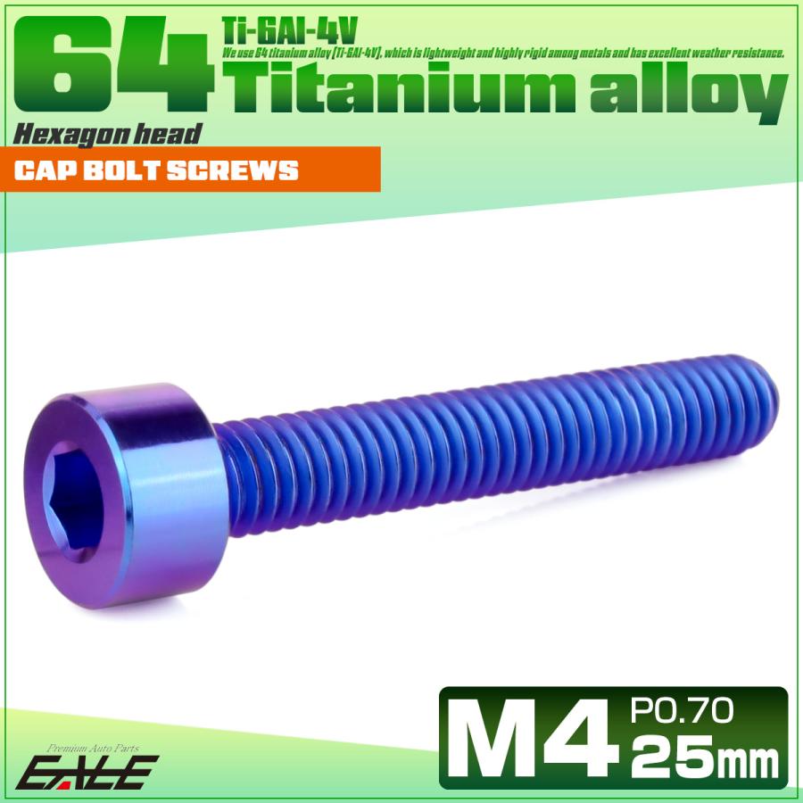 チタンボルト M4×25mm P0.7 キャップボルト キャップスクリュー 六角穴付き ボルト パープルブルー JA2312 | ブランド登録なし | 01