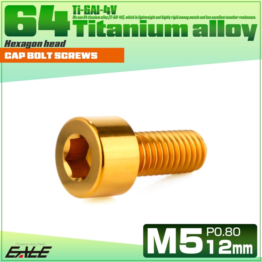 チタンボルト M5×12mm P0.8 キャップボルト キャップスクリュー 六角穴