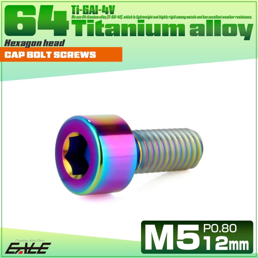 チタンボルト M5×12mm P0.8 キャップボルト キャップスクリュー 六角穴付き ボルト レインボー JA2326 | ブランド登録なし | 01