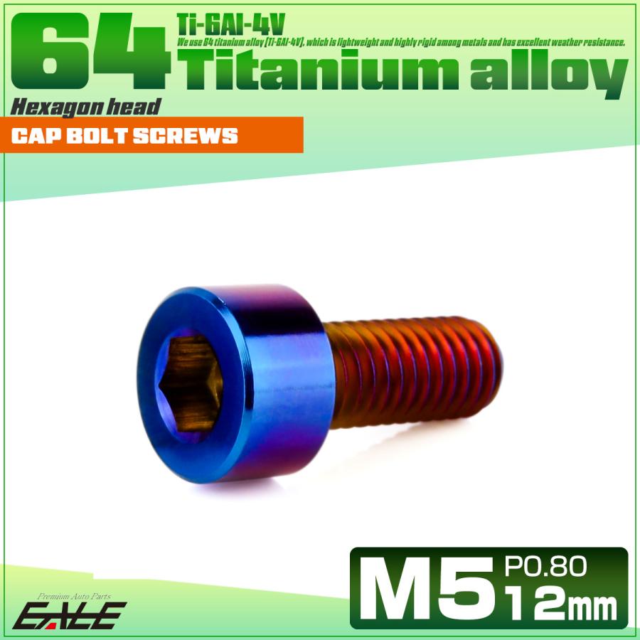 チタンボルト M5×12mm P0.8 キャップボルト キャップスクリュー 六角穴付き ボルト 焼きチタン JA2327 | ブランド登録なし | 01