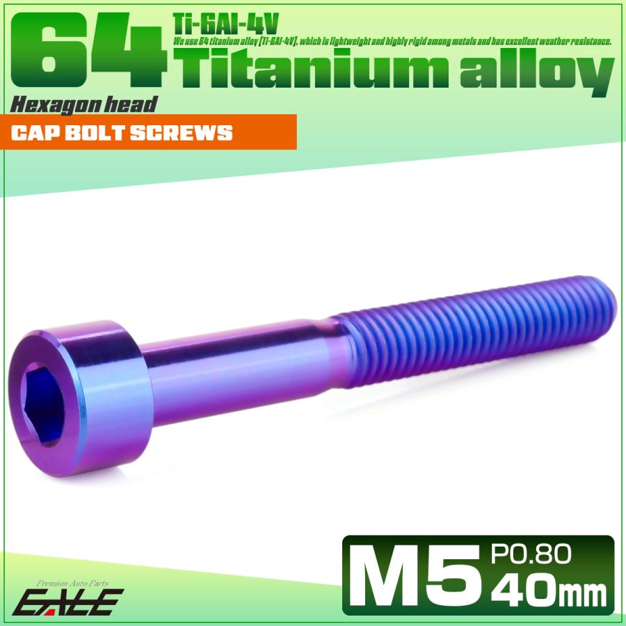 チタンボルト M5×40mm P0.8 キャップボルト キャップスクリュー 六角穴