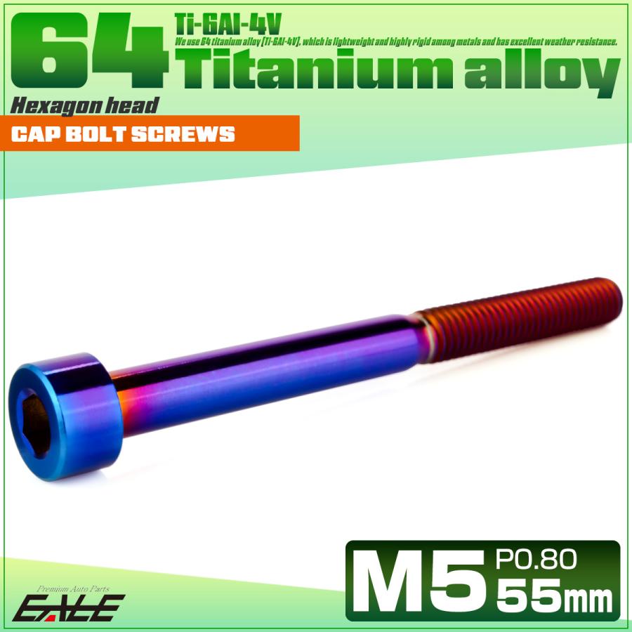 チタンボルト M5×55mm P0.8 キャップボルト キャップスクリュー 六角穴付き ボルト 焼きチタン JA2387 | ブランド登録なし | 01