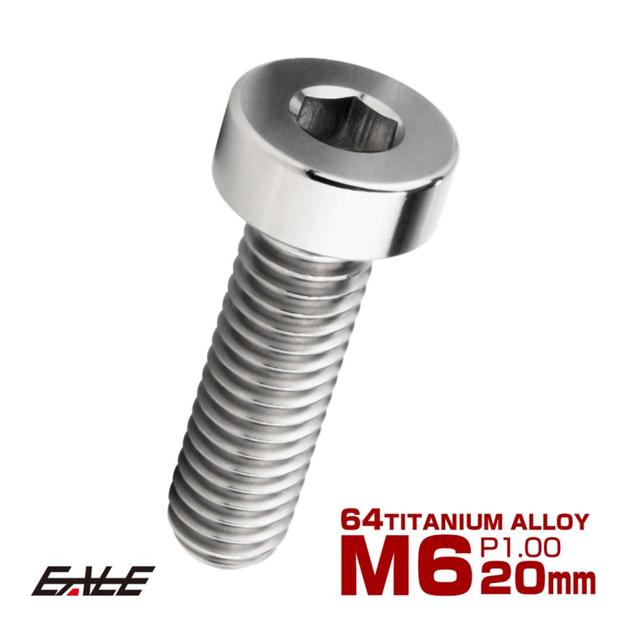 チタンボルト M6×20mm P1.0 キャップボルト 六角穴付 低頭ボルト ローヘッド 低頭キャップ シルバー JA2407 | ブランド登録なし