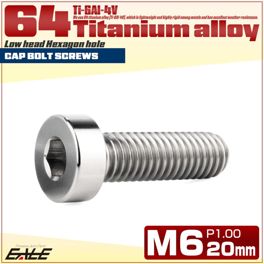 チタンボルト M6×20mm P1.0 キャップボルト 六角穴付 低頭ボルト ローヘッド 低頭キャップ シルバー JA2407 | ブランド登録なし | 01