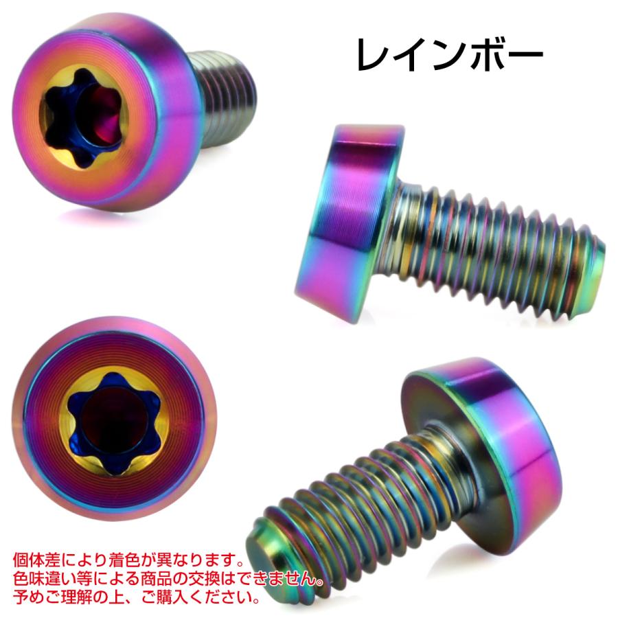 チタンボルト M5×10mm P0.8 テーパー キャップボルト ローヘッド トルクス穴付 低頭キャップ レインボー 虹色 JA2447 | ブランド登録なし | 02
