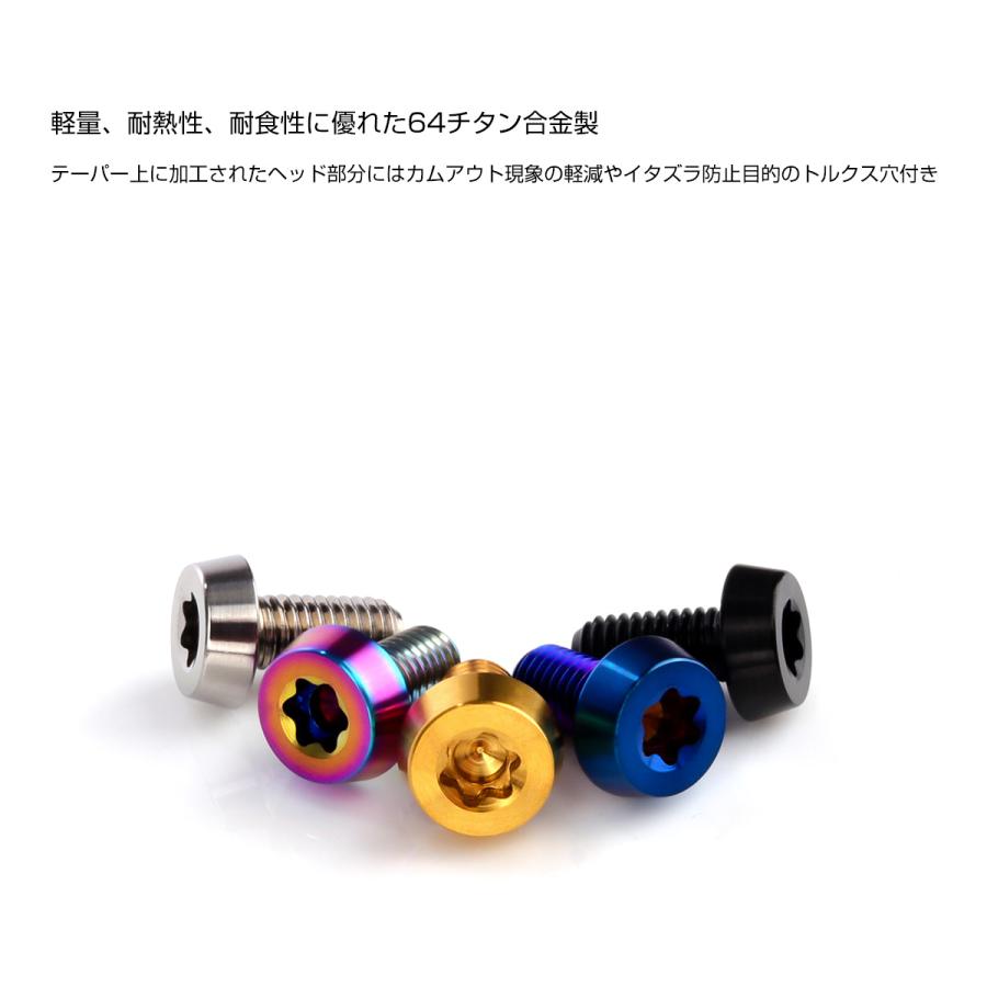 チタンボルト M5×10mm P0.8 テーパー キャップボルト ローヘッド トルクス穴付 低頭キャップ レインボー 虹色 JA2447 | ブランド登録なし | 03
