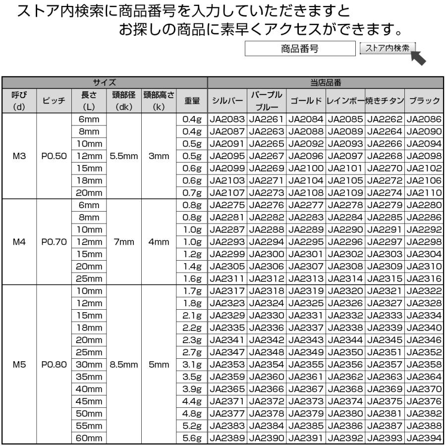 チタンボルト M8×70mm P1.25 キャップボルト キャップスクリュー 六角穴付き ボルト 焼きチタン JA2480 | ブランド登録なし | 05