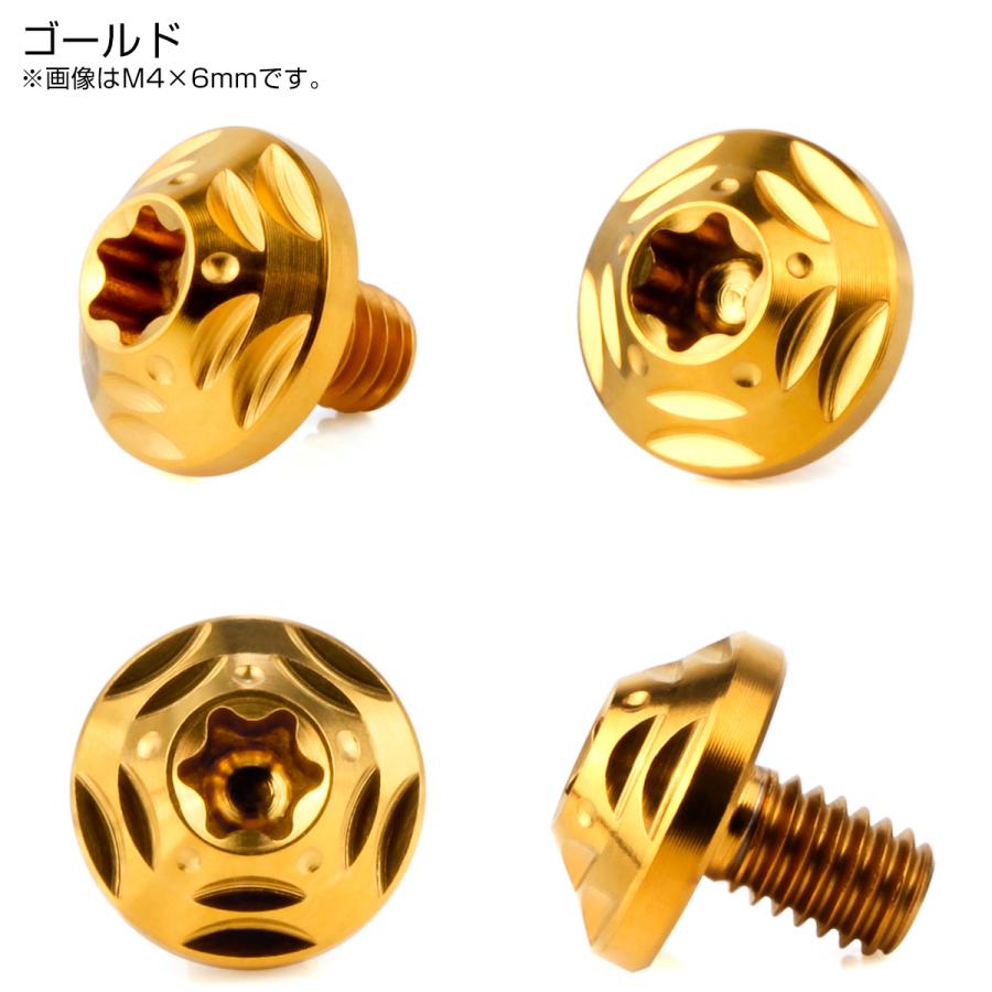 チタンボルト M4×6mm P0.7 ボタンボルト フランジ付き トルクス穴 ゴールド JA2549 | ブランド登録なし | 02