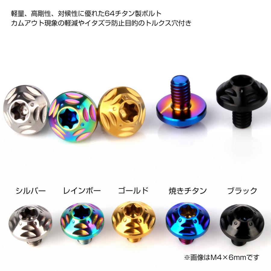 チタンボルト M4×6mm P0.7 ボタンボルト フランジ付き トルクス穴 焼きチタン JA2550 | ブランド登録なし | 03