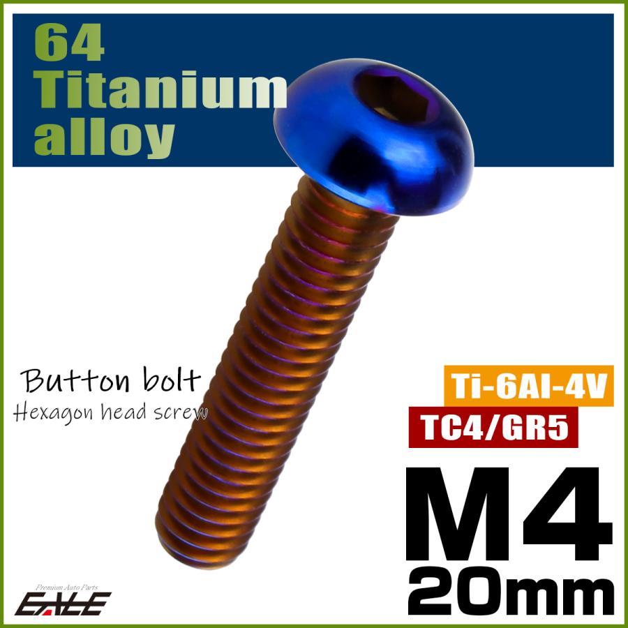 チタンボルト M4×20mm P0.7 ボタンボルト 六角穴 焼きチタンカラー ダークカラー JA2650 | ブランド登録なし | 01