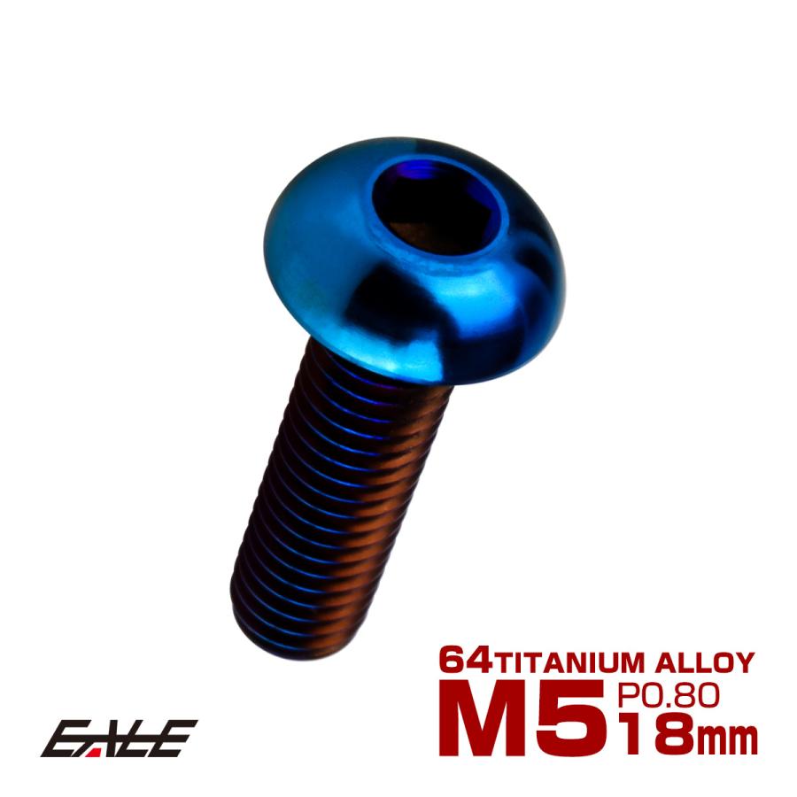 チタンボルト M5×18mm P0.8 ボタンボルト 六角穴 焼きチタンカラー ダークカラー JA2655 | ブランド登録なし