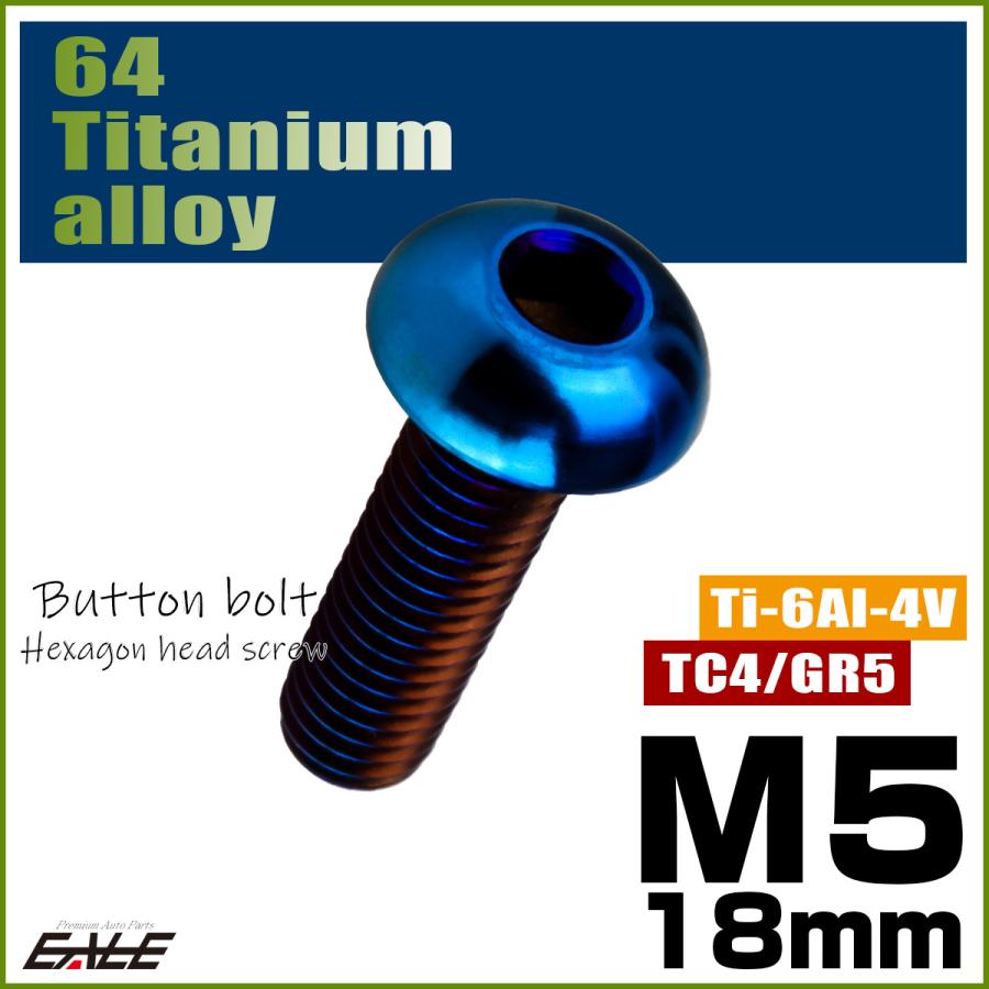 チタンボルト M5×18mm P0.8 ボタンボルト 六角穴 焼きチタンカラー ダークカラー JA2655 | ブランド登録なし | 01