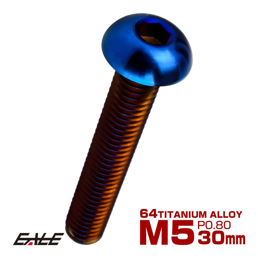 チタンボルト M5×30mm P0.8 ボタンボルト 六角穴 焼きチタンカラー ダークカラー JA2658 | ブランド登録なし