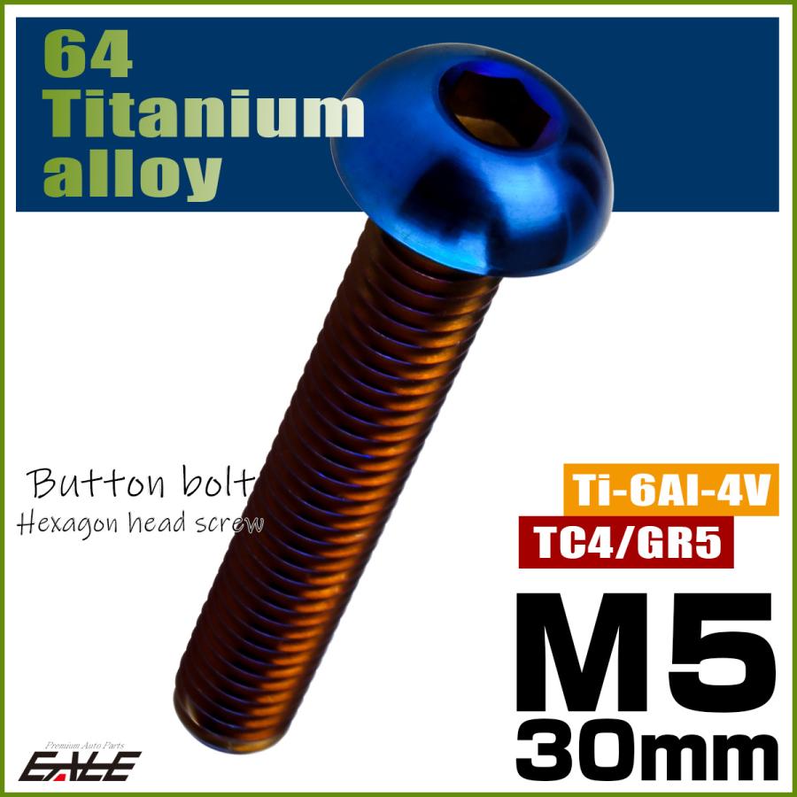 チタンボルト M5×30mm P0.8 ボタンボルト 六角穴 焼きチタンカラー ダークカラー JA2658 | ブランド登録なし | 01