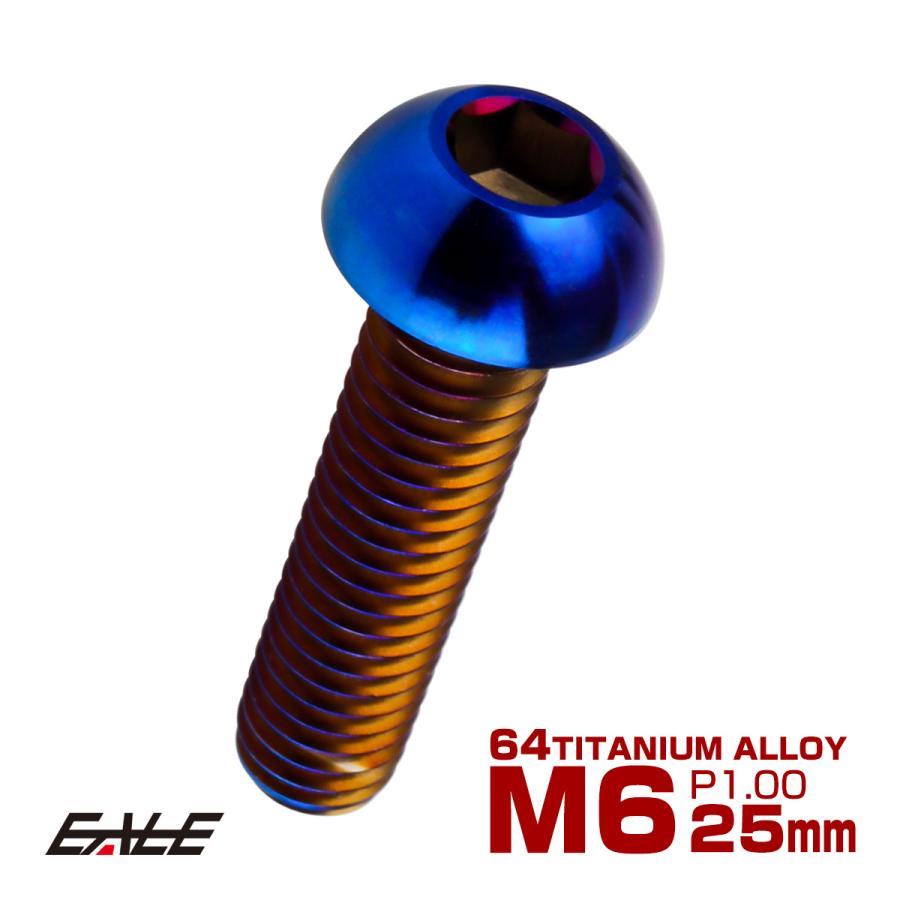 チタンボルト M6×25mm P1.0 ボタンボルト 六角穴 焼きチタンカラー ダークカラー JA2663 | ブランド登録なし