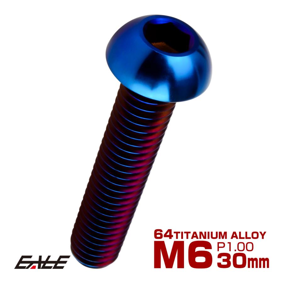 チタンボルト M6×30mm P1.0 ボタンボルト 六角穴 焼きチタンカラー ダークカラー JA2664 | ブランド登録なし