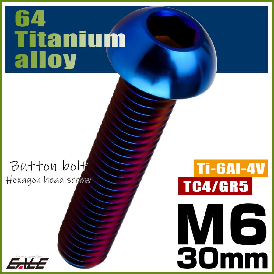 チタンボルト M6×30mm P1.0 ボタンボルト 六角穴 焼きチタンカラー ダークカラー JA2664 | ブランド登録なし | 01