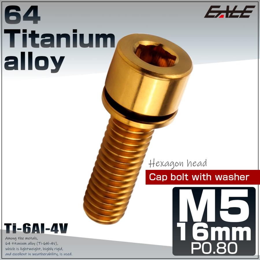 チタンボルト M5×16mm P0.8 ワッシャー組込 六角穴 キャップボルト