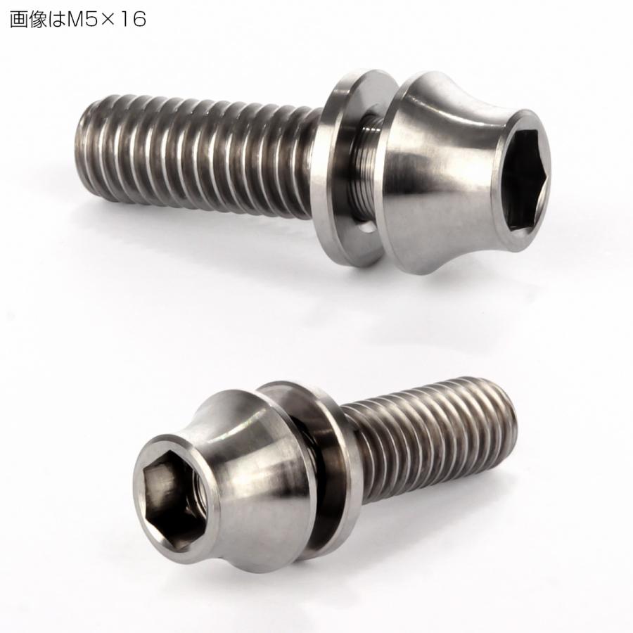 チタンボルト M5×12mm P0.8 ワッシャー組込 カーブ テーパーヘッド キャップボルト 平座金付き 六角穴付ボルト シルバー JA285 | ブランド登録なし | 02