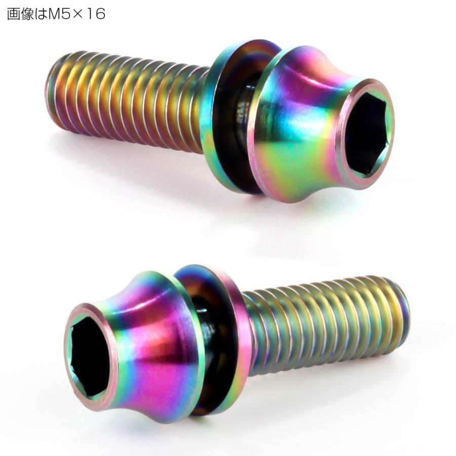 チタンボルト M5×12mm P0.8 ワッシャー組込 カーブ テーパーヘッド キャップボルト 平座金付き 六角穴付ボルト レインボー 虹色 JA286 | ブランド登録なし | 02