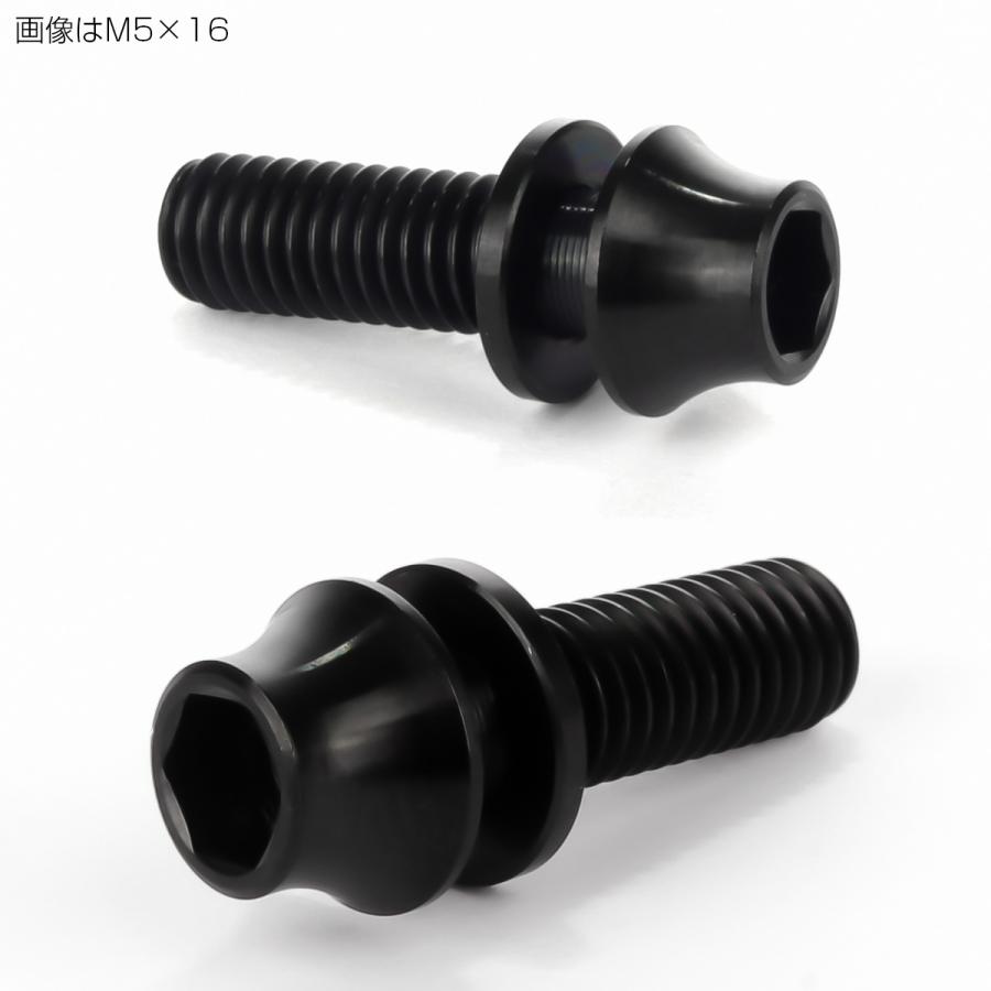 チタンボルト M5×12mm P0.8 ワッシャー組込 カーブ テーパーヘッド キャップボルト 平座金付き 六角穴付ボルト ブラック JA288 | ブランド登録なし | 02