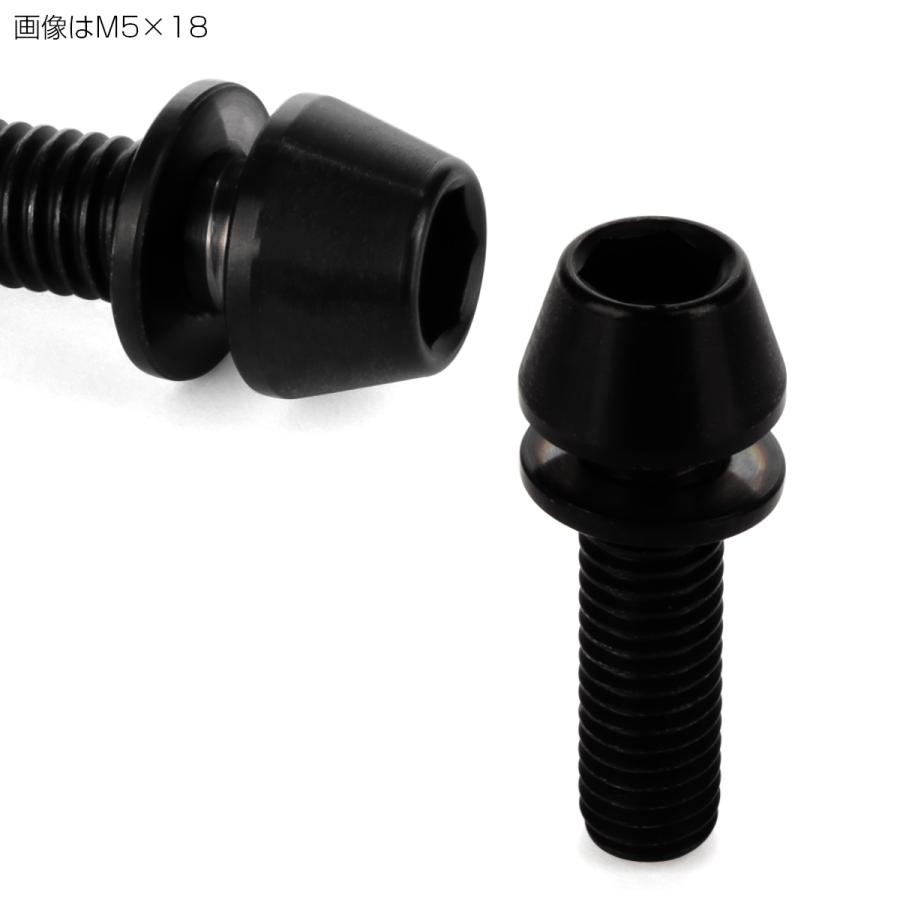 チタンボルト M5×18mm P0.8 ワッシャー組込 テーパーヘッド キャップボルト 平座金付き 六角穴付ボルト ブラック JA300 | ブランド登録なし | 02