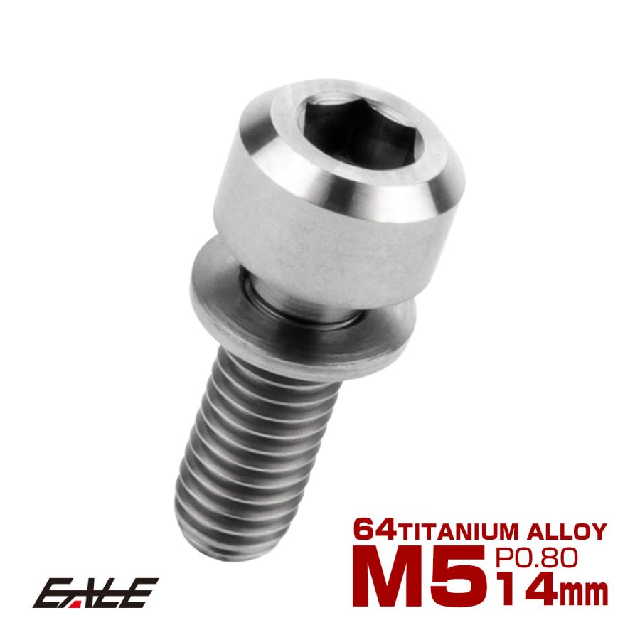 チタンボルト M5 14mm P0.8 キャップボルト 六角穴 ワッシャー付き チタン原色 JA305 | ブランド登録なし
