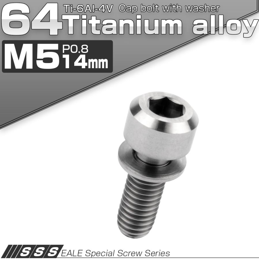 チタンボルト M5 14mm P0.8 キャップボルト 六角穴 ワッシャー付き チタン原色 JA305 | ブランド登録なし | 01