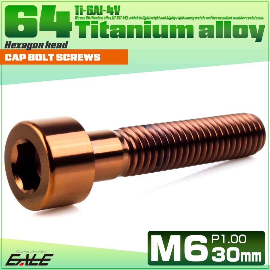 チタンボルト M6×30mm P1.0 キャップボルト キャップスクリュー 六角穴付き ボルト ブロンズ JA3067 | ブランド登録なし | 01