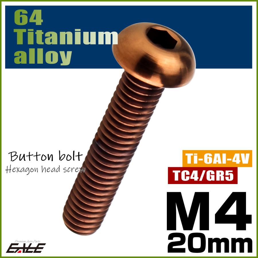 チタンボルト M4×20mm P0.7 ボタンボルト 六角穴 ブロンズ JA3103 | ブランド登録なし | 01