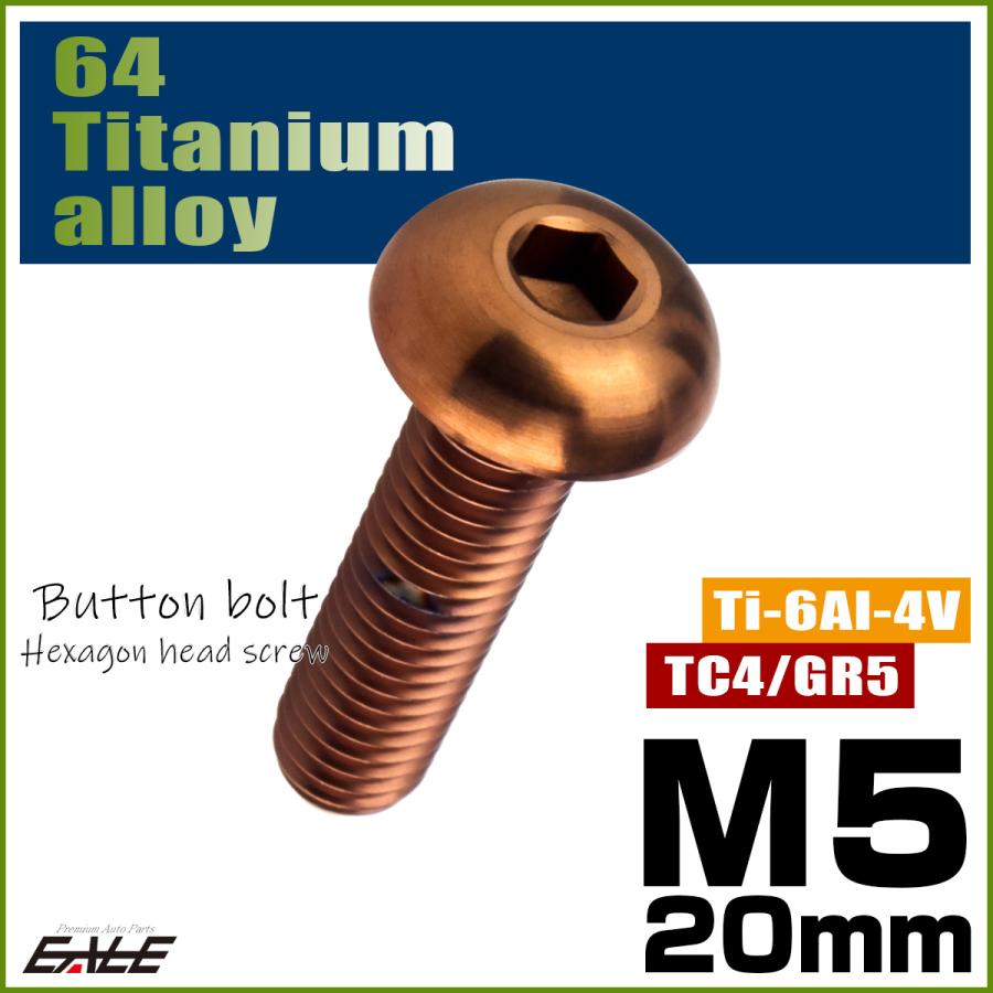 チタンボルト M5×20mm P0.8 ボタンボルト 六角穴 ブロンズ JA3109 | ブランド登録なし | 01