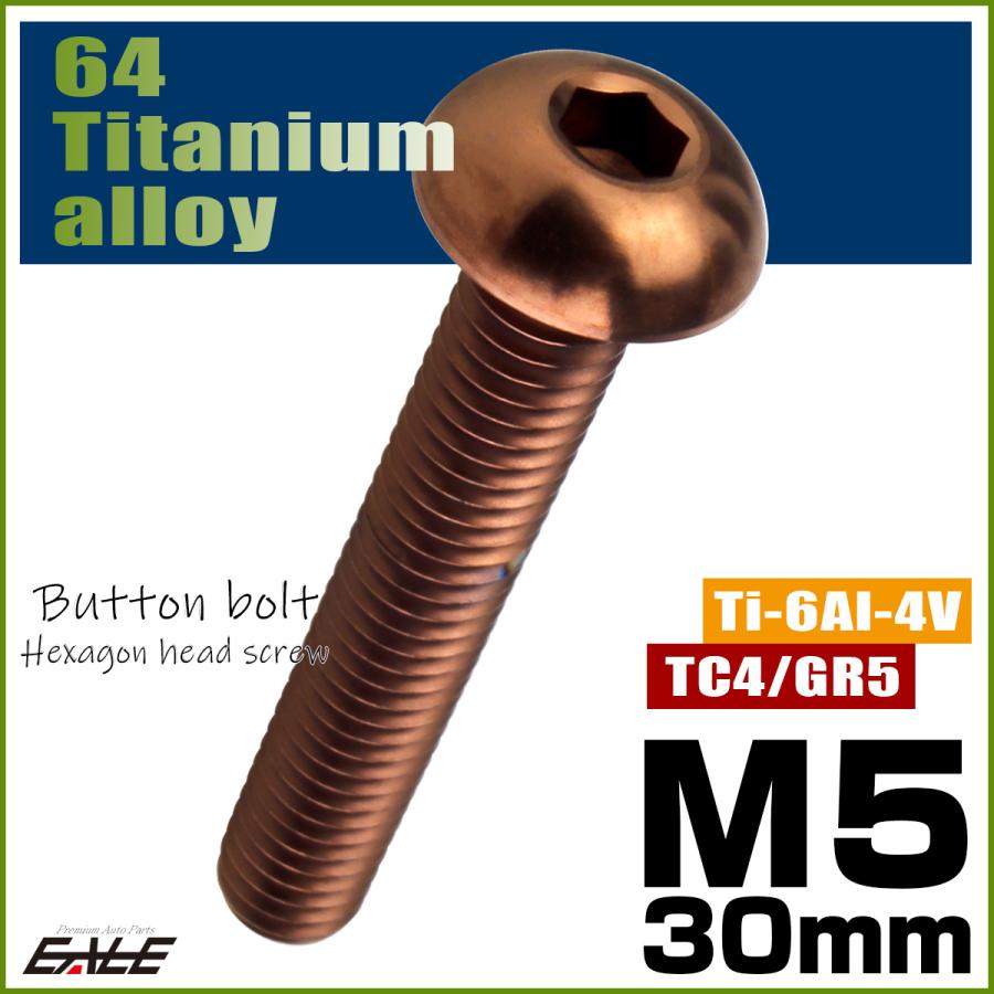 チタンボルト M5×30mm P0.8 ボタンボルト 六角穴 ブロンズ JA3111 | ブランド登録なし | 01
