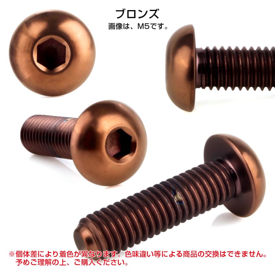 チタンボルト M6×12mm P1.0 ボタンボルト 六角穴 ブロンズ JA3112 | ブランド登録なし | 02