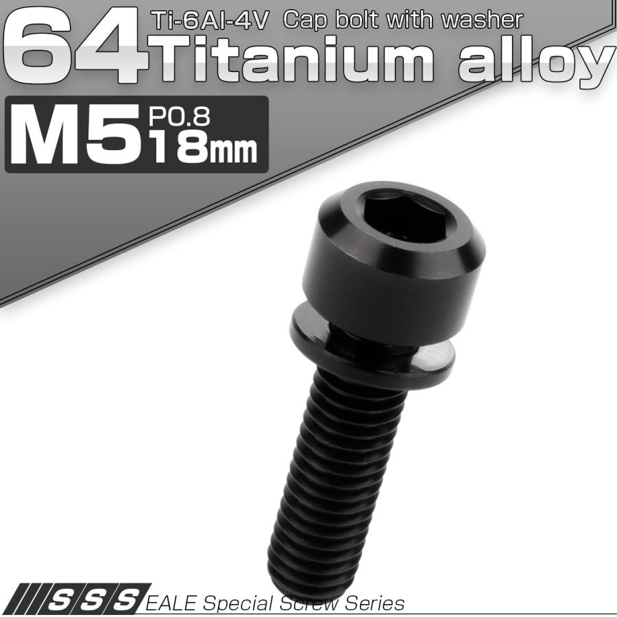 チタンボルト M5 18mm P0.8 キャップボルト 六角穴 ワッシャー付き