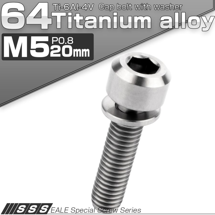 チタンボルト M5 20mm P0.8 キャップボルト 六角穴 ワッシャー付き