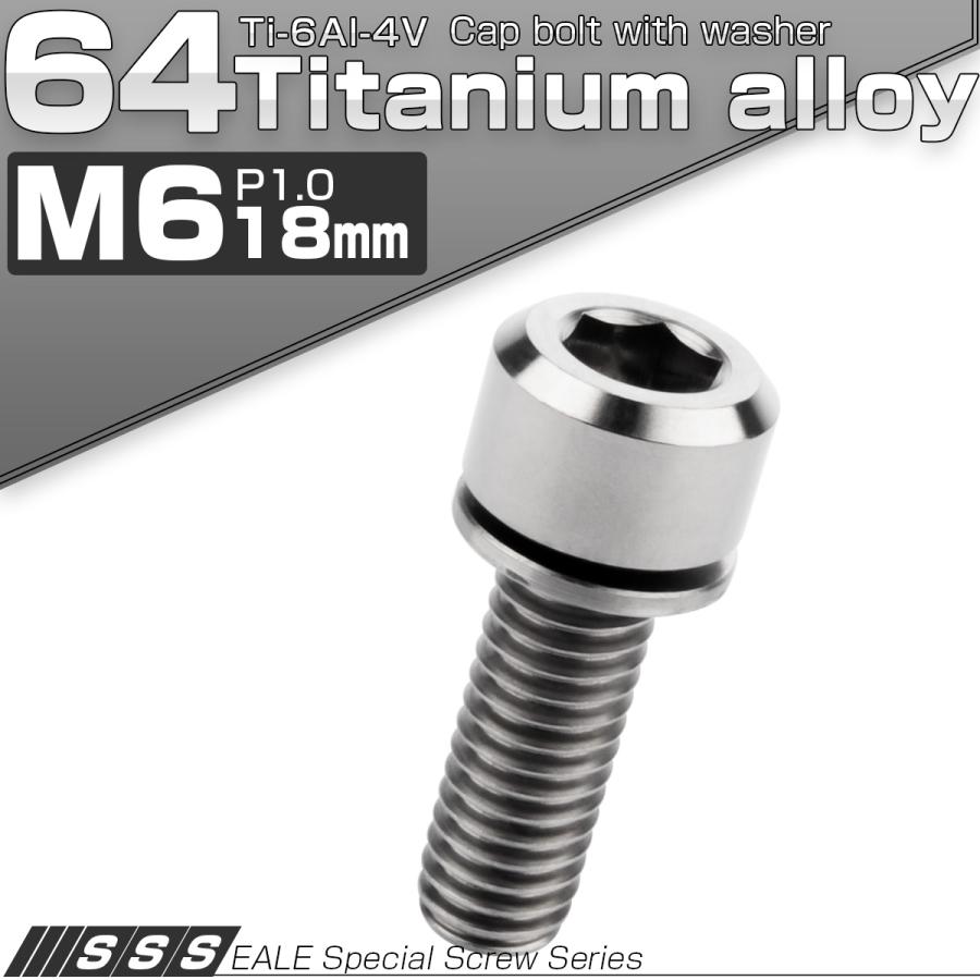 チタンボルト M6 18mm P1.0 キャップボルト 六角穴 ワッシャー付き チタン原色 JA325 | ブランド登録なし | 01
