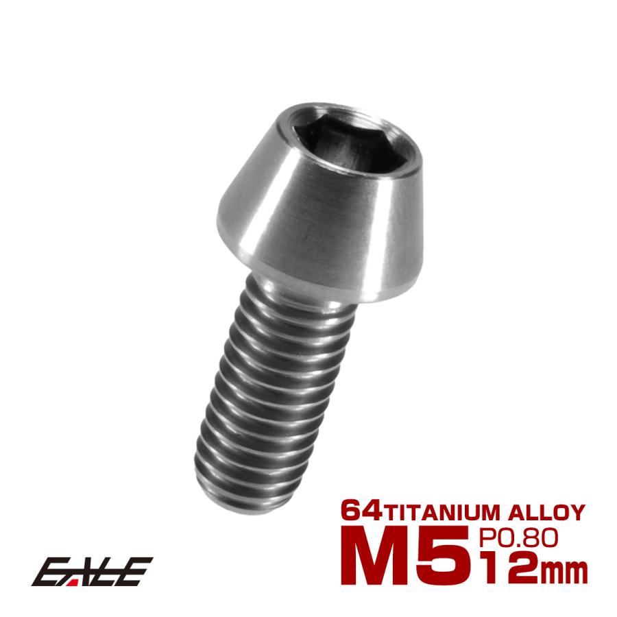 チタンボルト M5×12mm P0.8 キャップボルト 六角穴付 テーパーヘッド シルバー JA337 | ブランド登録なし