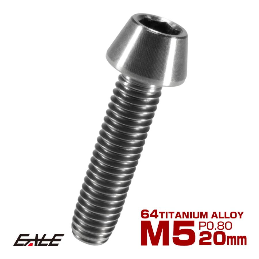 チタンボルト M5×20mm P0.8 キャップボルト 六角穴付 テーパーヘッド シルバー JA349 | ブランド登録なし
